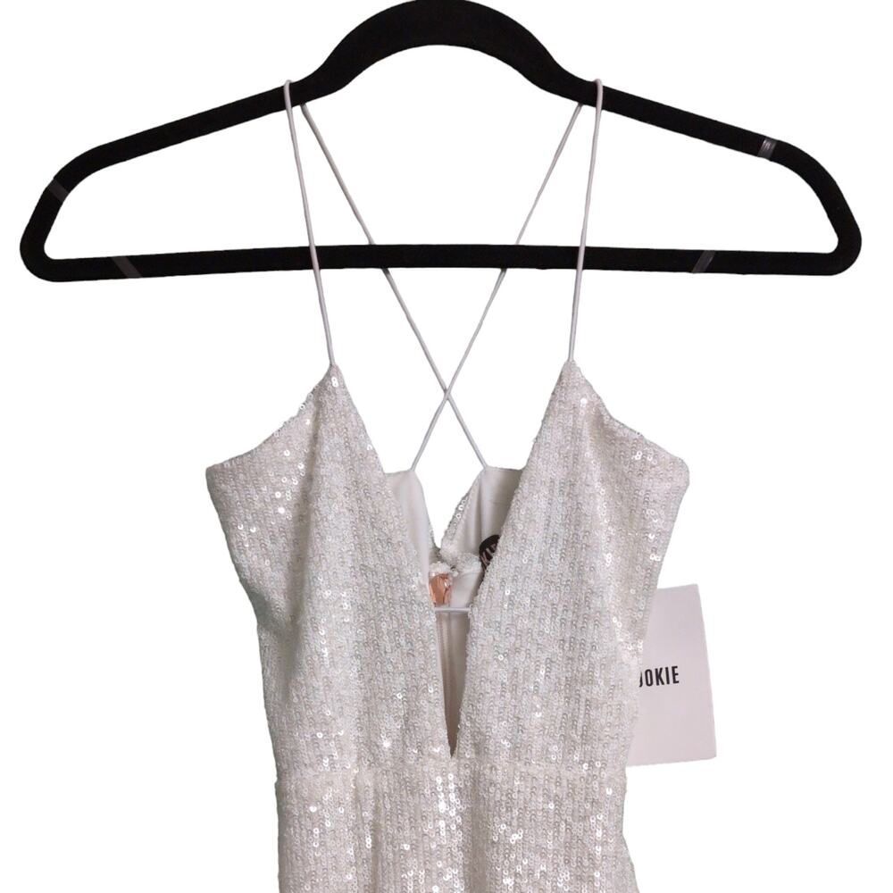 Nookie Supreme Mini White Sequins Bodycon Crisscross Straps Cutout S New - Picture 6 of 13